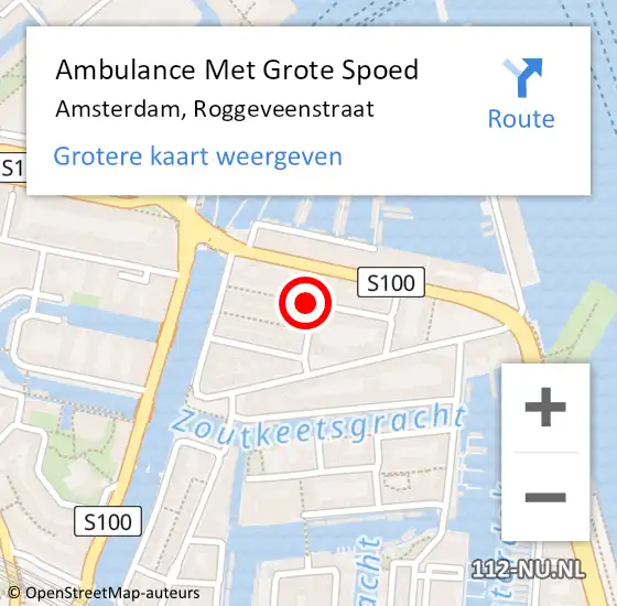 Locatie op kaart van de 112 melding: Ambulance Met Grote Spoed Naar Amsterdam, Roggeveenstraat op 19 september 2019 23:20