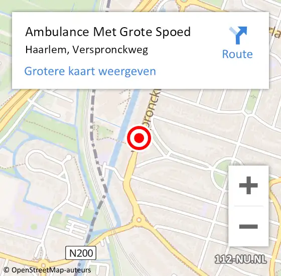 Locatie op kaart van de 112 melding: Ambulance Met Grote Spoed Naar Haarlem, Verspronckweg op 20 september 2019 00:57
