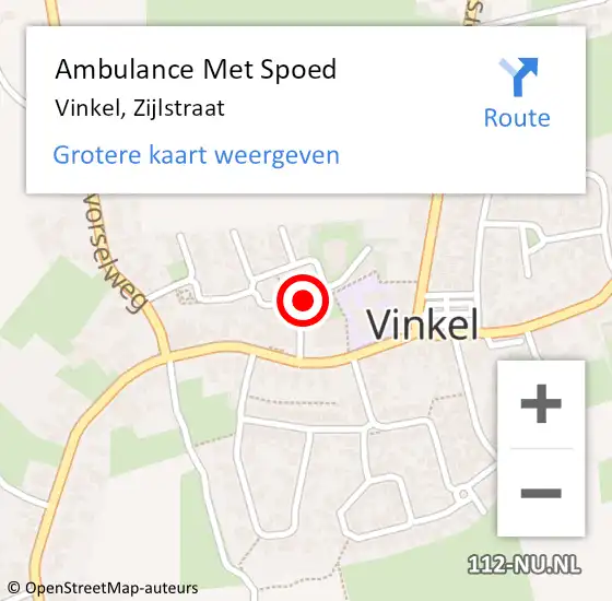 Locatie op kaart van de 112 melding: Ambulance Met Spoed Naar Vinkel, Zijlstraat op 20 september 2019 01:48