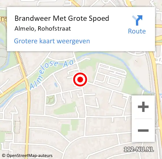 Locatie op kaart van de 112 melding: Brandweer Met Grote Spoed Naar Almelo, Rohofstraat op 20 september 2019 07:30