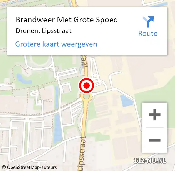 Locatie op kaart van de 112 melding: Brandweer Met Grote Spoed Naar Drunen, Lipsstraat op 20 september 2019 09:52