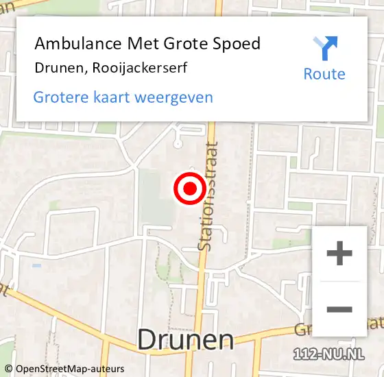 Locatie op kaart van de 112 melding: Ambulance Met Grote Spoed Naar Drunen, Rooijackerserf op 20 september 2019 10:51