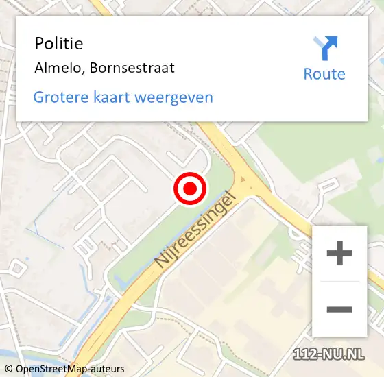 Locatie op kaart van de 112 melding: Politie Almelo, Bornsestraat op 20 september 2019 11:48