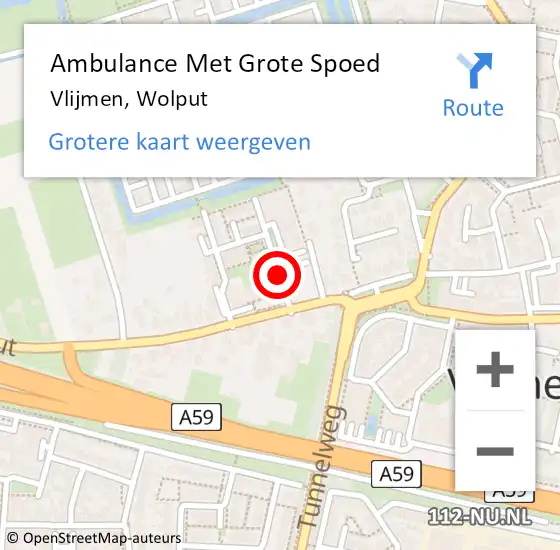 Locatie op kaart van de 112 melding: Ambulance Met Grote Spoed Naar Vlijmen, Wolput op 20 september 2019 14:52