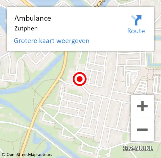 Locatie op kaart van de 112 melding: Ambulance Zutphen op 20 september 2019 14:54