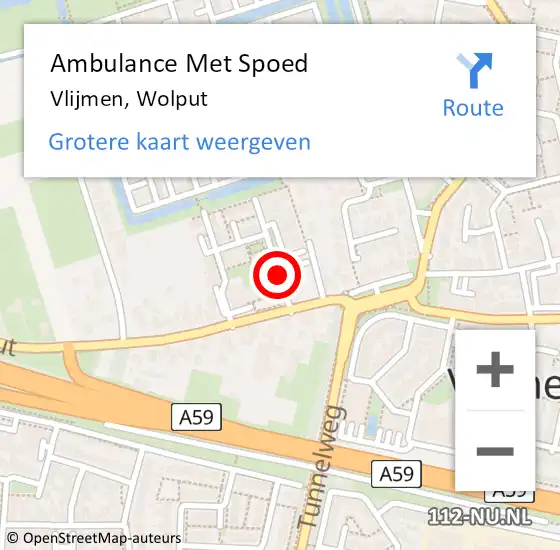 Locatie op kaart van de 112 melding: Ambulance Met Spoed Naar Vlijmen, Wolput op 20 september 2019 15:07