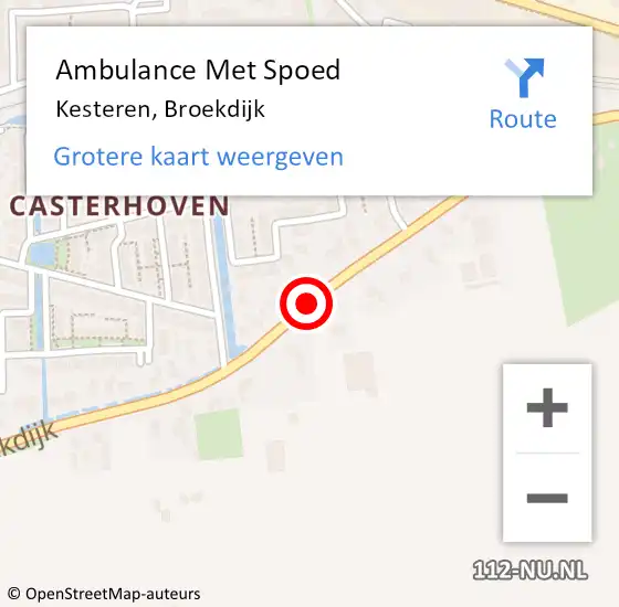 Locatie op kaart van de 112 melding: Ambulance Met Spoed Naar Kesteren, Broekdijk op 20 september 2019 16:05