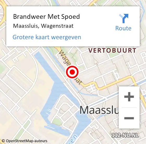 Locatie op kaart van de 112 melding: Brandweer Met Spoed Naar Maassluis, Wagenstraat op 20 september 2019 16:22