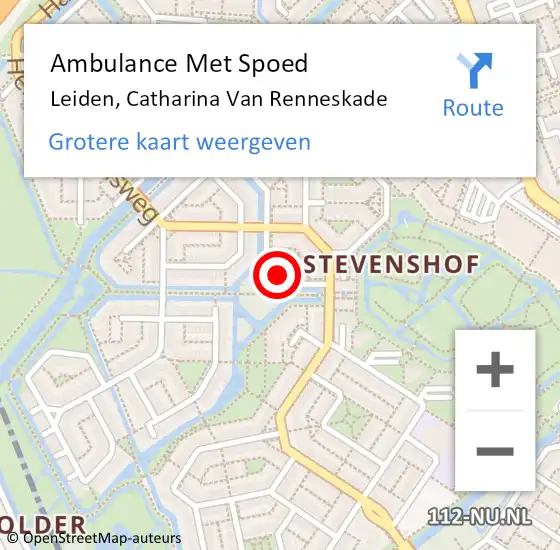 Locatie op kaart van de 112 melding: Ambulance Met Spoed Naar Leiden, Catharina Van Renneskade op 20 september 2019 17:41