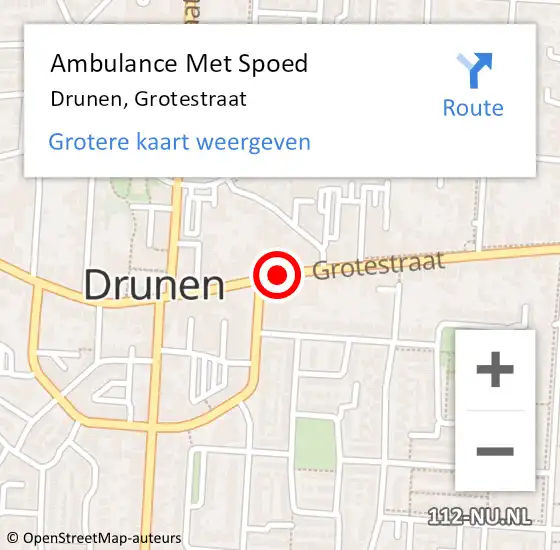 Locatie op kaart van de 112 melding: Ambulance Met Spoed Naar Drunen, Grotestraat op 20 september 2019 19:15