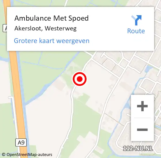 Locatie op kaart van de 112 melding: Ambulance Met Spoed Naar Akersloot, Westerweg op 20 september 2019 19:54