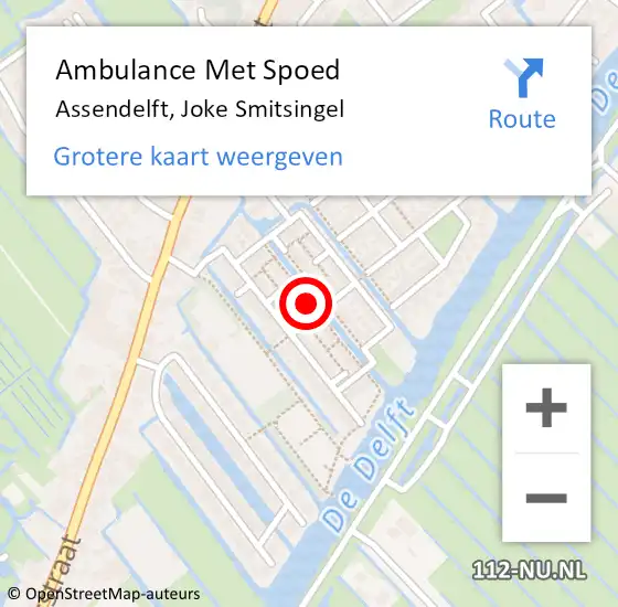 Locatie op kaart van de 112 melding: Ambulance Met Spoed Naar Assendelft, Joke Smitsingel op 20 september 2019 20:06