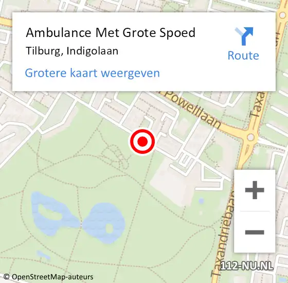 Locatie op kaart van de 112 melding: Ambulance Met Grote Spoed Naar Tilburg, Indigolaan op 20 september 2019 20:31