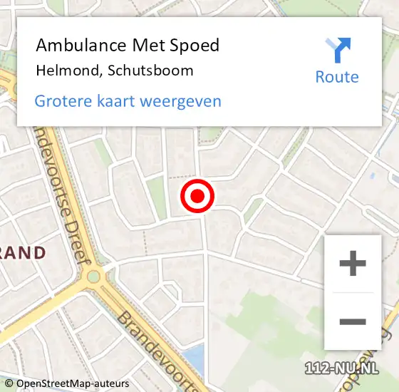 Locatie op kaart van de 112 melding: Ambulance Met Spoed Naar Helmond, Schutsboom op 20 september 2019 21:53