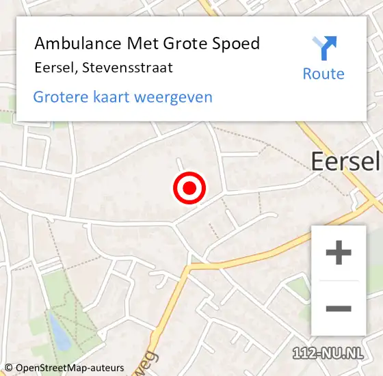 Locatie op kaart van de 112 melding: Ambulance Met Grote Spoed Naar Eersel, Stevensstraat op 20 september 2019 21:56