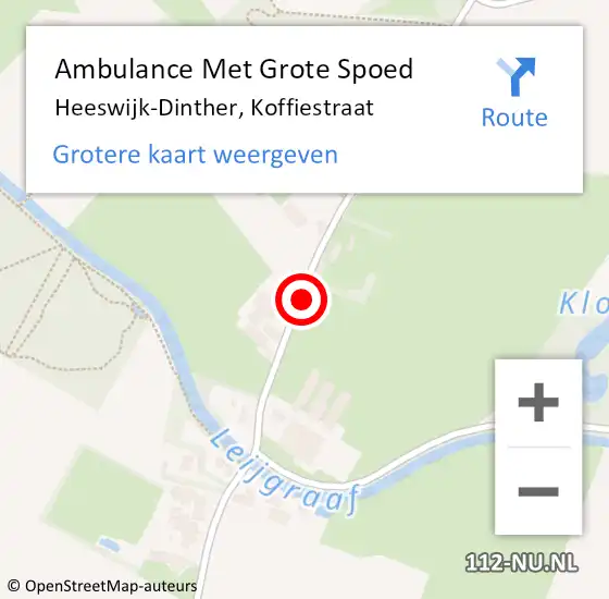 Locatie op kaart van de 112 melding: Ambulance Met Grote Spoed Naar Heeswijk-Dinther, Koffiestraat op 20 september 2019 23:24