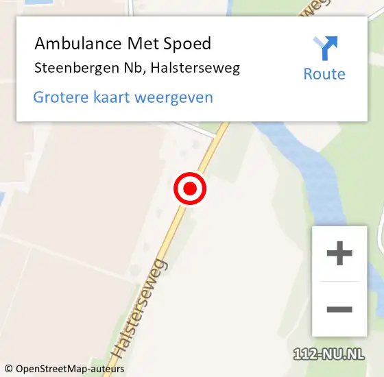 Locatie op kaart van de 112 melding: Ambulance Met Spoed Naar Steenbergen Nb, Halsterseweg op 21 september 2019 02:38