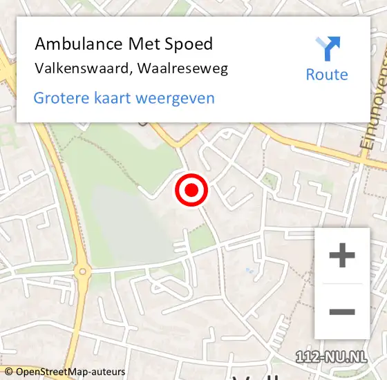 Locatie op kaart van de 112 melding: Ambulance Met Spoed Naar Valkenswaard, Waalreseweg op 21 september 2019 03:16