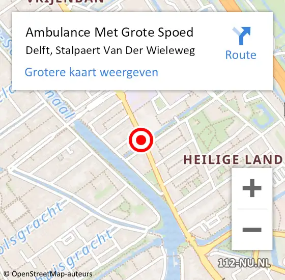 Locatie op kaart van de 112 melding: Ambulance Met Grote Spoed Naar Delft, Stalpaert Van Der Wieleweg op 21 september 2019 03:31