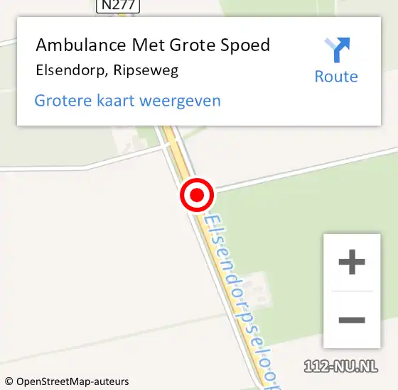 Locatie op kaart van de 112 melding: Ambulance Met Grote Spoed Naar Elsendorp, Ripseweg op 21 september 2019 05:12