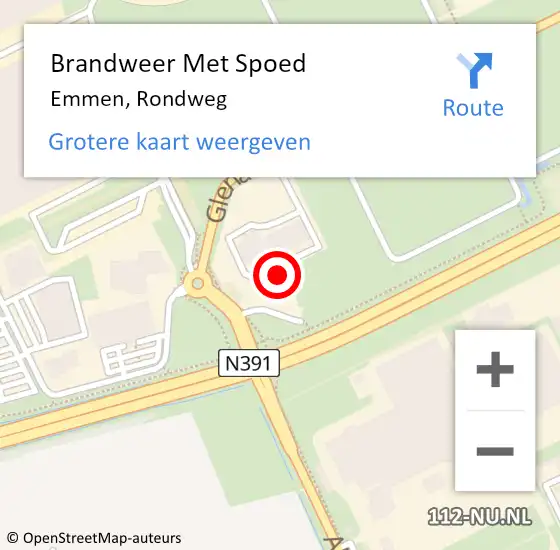 Locatie op kaart van de 112 melding: Brandweer Met Spoed Naar Emmen, Rondweg op 21 september 2019 05:55