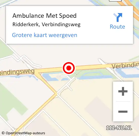 Locatie op kaart van de 112 melding: Ambulance Met Spoed Naar Ridderkerk, Verbindingsweg op 21 september 2019 08:16