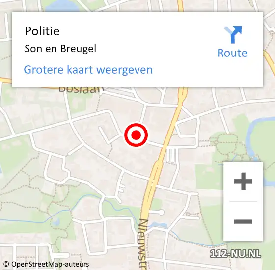 Locatie op kaart van de 112 melding: Politie Son en Breugel op 21 september 2019 09:42