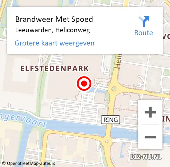 Locatie op kaart van de 112 melding: Brandweer Met Spoed Naar Leeuwarden, Heliconweg op 21 september 2019 12:39