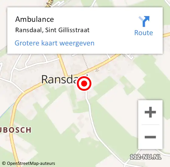 Locatie op kaart van de 112 melding: Ambulance Ransdaal, Sint Gillisstraat op 14 april 2014 13:51