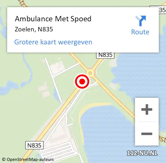 Locatie op kaart van de 112 melding: Ambulance Met Spoed Naar Zoelen, N835 op 21 september 2019 14:59