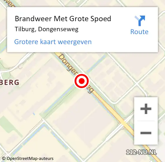 Locatie op kaart van de 112 melding: Brandweer Met Grote Spoed Naar Tilburg, Dongenseweg op 21 september 2019 16:28