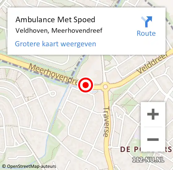 Locatie op kaart van de 112 melding: Ambulance Met Spoed Naar Veldhoven, Meerhovendreef op 21 september 2019 16:53