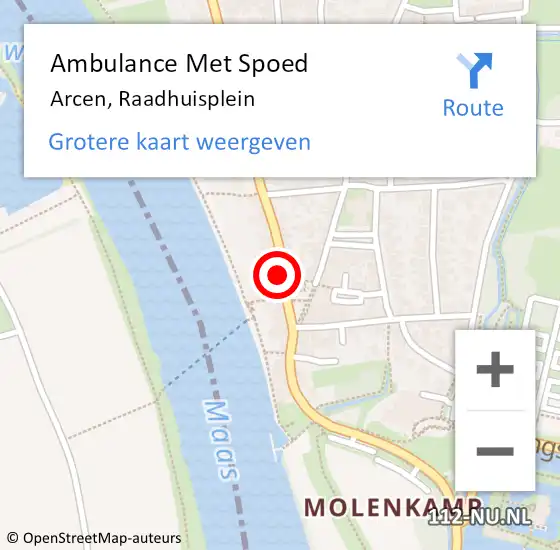 Locatie op kaart van de 112 melding: Ambulance Met Spoed Naar Arcen, Raadhuisplein op 21 september 2019 17:28