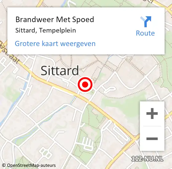 Locatie op kaart van de 112 melding: Brandweer Met Spoed Naar Sittard, Tempelplein op 21 september 2019 20:39