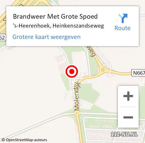 Locatie op kaart van de 112 melding: Brandweer Met Grote Spoed Naar 's-Heerenhoek, Heinkenszandseweg op 21 september 2019 20:40