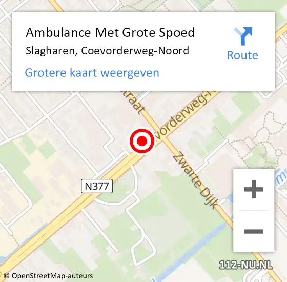 Locatie op kaart van de 112 melding: Ambulance Met Grote Spoed Naar Slagharen, Coevorderweg-Noord op 21 september 2019 23:34