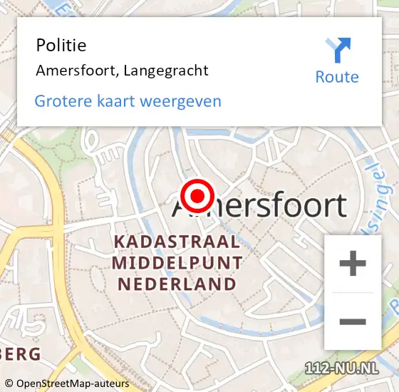 Locatie op kaart van de 112 melding: Politie Amersfoort, Langegracht op 22 september 2019 03:48