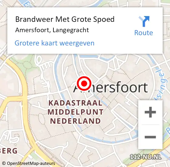 Locatie op kaart van de 112 melding: Brandweer Met Grote Spoed Naar Amersfoort, Langegracht op 22 september 2019 03:48