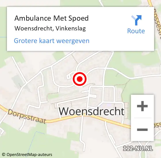 Locatie op kaart van de 112 melding: Ambulance Met Spoed Naar Woensdrecht, Vinkenslag op 22 september 2019 08:55
