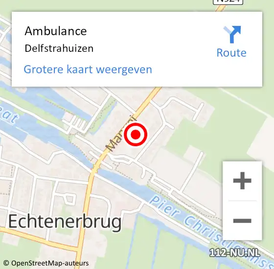 Locatie op kaart van de 112 melding: Ambulance Delfstrahuizen op 22 september 2019 10:54