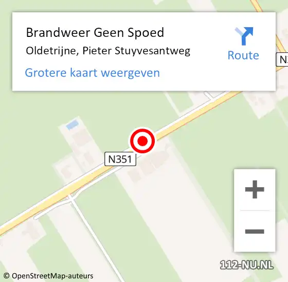 Locatie op kaart van de 112 melding: Brandweer Geen Spoed Naar Oldetrijne, Pieter Stuyvesantweg op 22 september 2019 15:08
