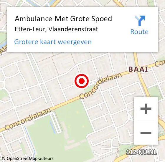 Locatie op kaart van de 112 melding: Ambulance Met Grote Spoed Naar Etten-Leur, Vlaanderenstraat op 22 september 2019 16:14
