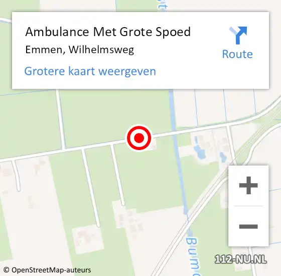 Locatie op kaart van de 112 melding: Ambulance Met Grote Spoed Naar Emmen, Wilhelmsweg op 22 september 2019 19:12