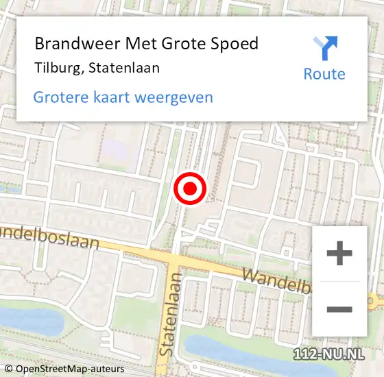 Locatie op kaart van de 112 melding: Brandweer Met Grote Spoed Naar Tilburg, Statenlaan op 22 september 2019 19:42