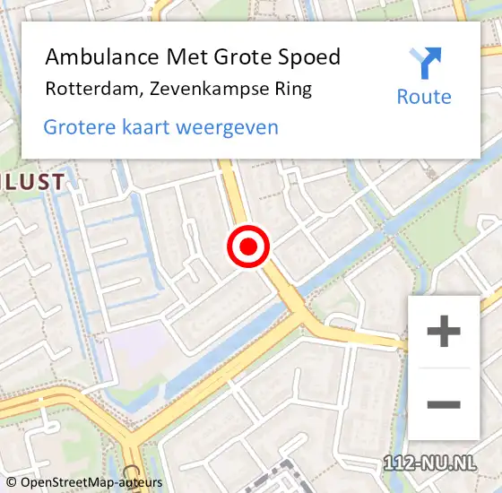 Locatie op kaart van de 112 melding: Ambulance Met Grote Spoed Naar Rotterdam, Zevenkampse Ring op 22 september 2019 20:06