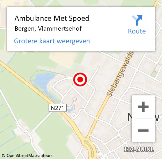 Locatie op kaart van de 112 melding: Ambulance Met Spoed Naar Bergen, Vlammertsehof op 22 september 2019 20:33