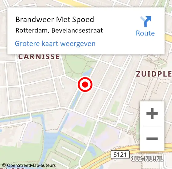 Locatie op kaart van de 112 melding: Brandweer Met Spoed Naar Rotterdam, Bevelandsestraat op 22 september 2019 23:58