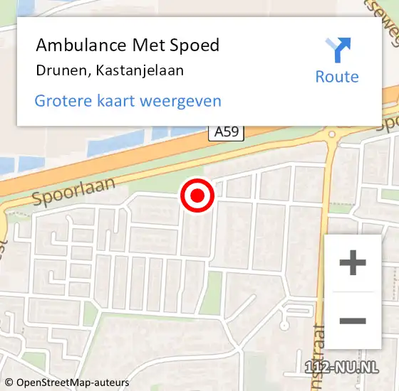 Locatie op kaart van de 112 melding: Ambulance Met Spoed Naar Drunen, Kastanjelaan op 23 september 2019 03:08
