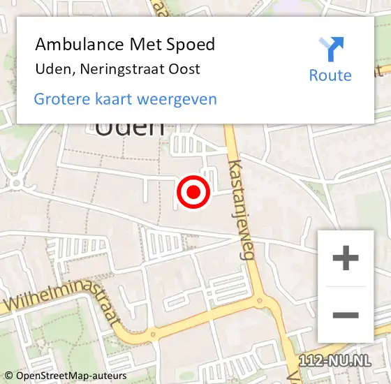 Locatie op kaart van de 112 melding: Ambulance Met Spoed Naar Uden, Neringstraat Oost op 23 september 2019 04:29