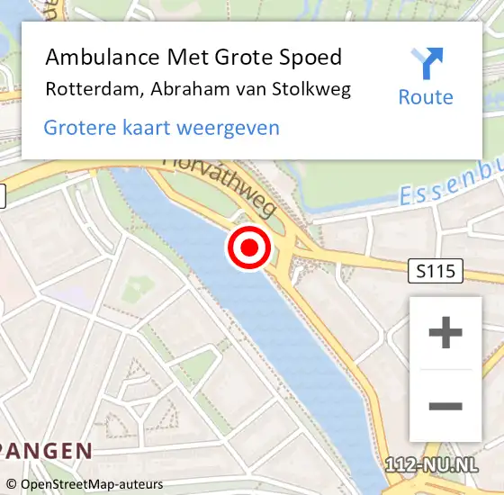 Locatie op kaart van de 112 melding: Ambulance Met Grote Spoed Naar Rotterdam, Abraham van Stolkweg op 23 september 2019 13:14
